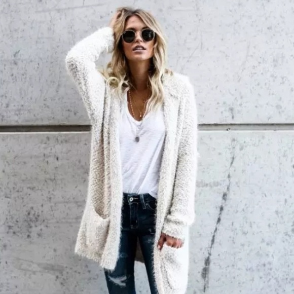 fuzzy popcorn cardigan